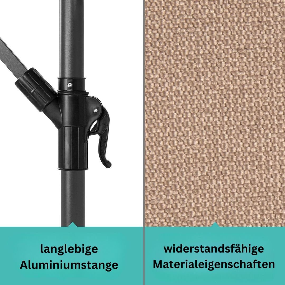 Wetterstein Ampelschirm Wetterstein® Sonnenschirm Ø 3m Ampelschirm Gartenschirm Balkon Alu