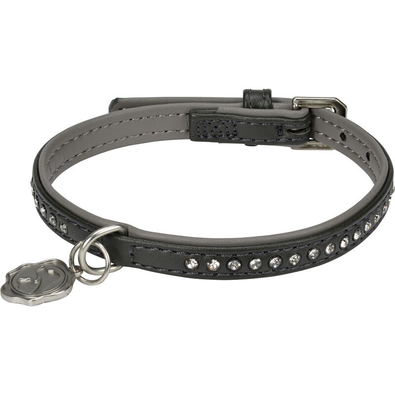 MORE Hundehalsbänder MORE FOR Deluxe Halsband Strass anthrazit S