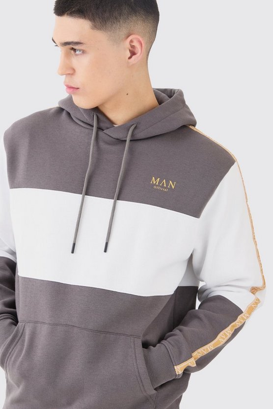 Colorblock Hoodie mit Man-Streifen