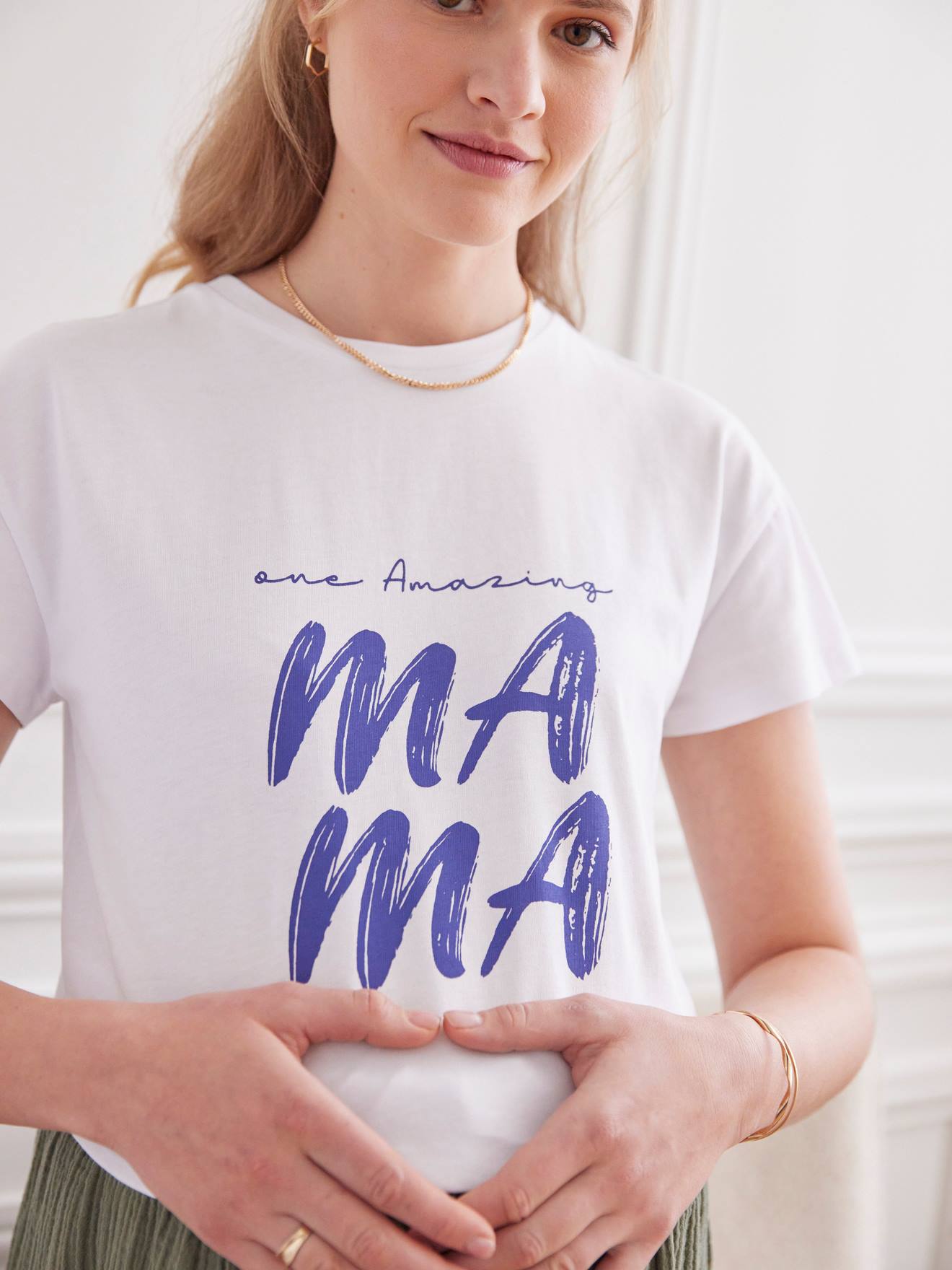 Vertbaudet Umstands-T-Shirt mit Schriftzug - wollweiß