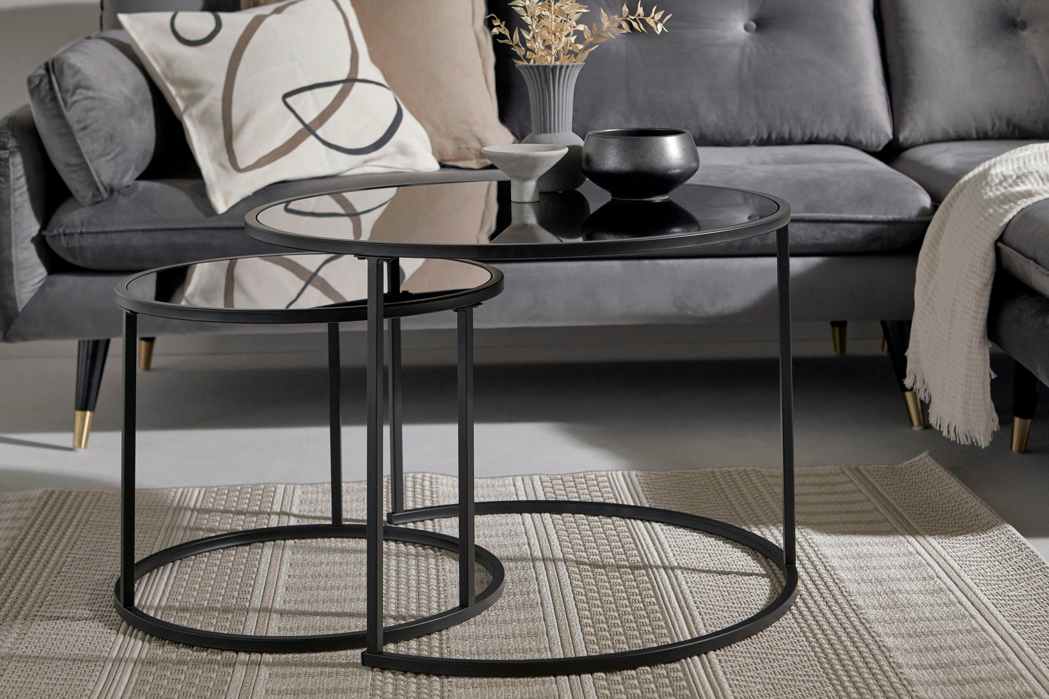 Jahnke Couchtisch (2-St), Couchtisch, Beistelltisch, Nachttisch in edlem Look