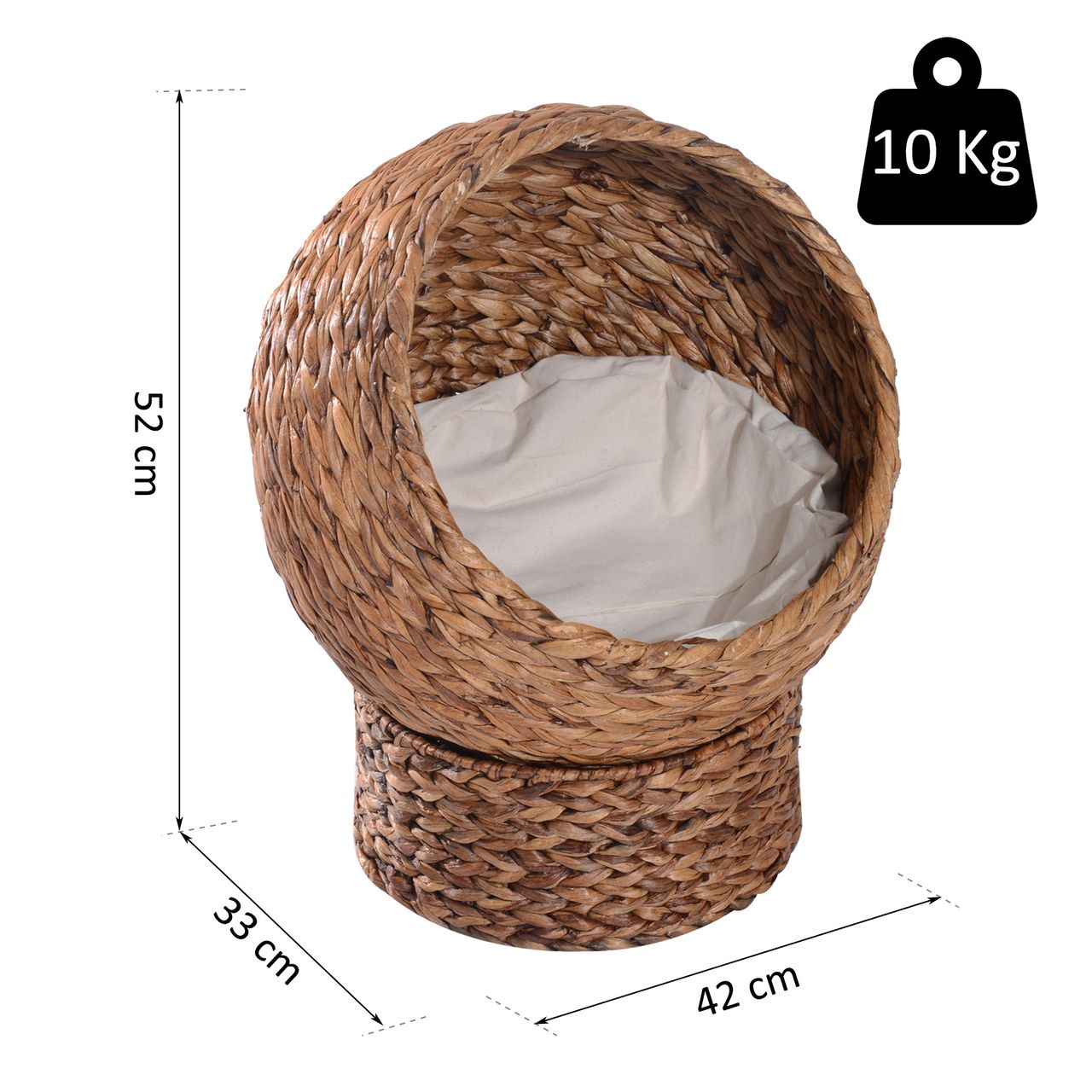 PawHut Rattan Katzenkorb Katzenhöhle Katzenbett mit Kissen Hellbraun