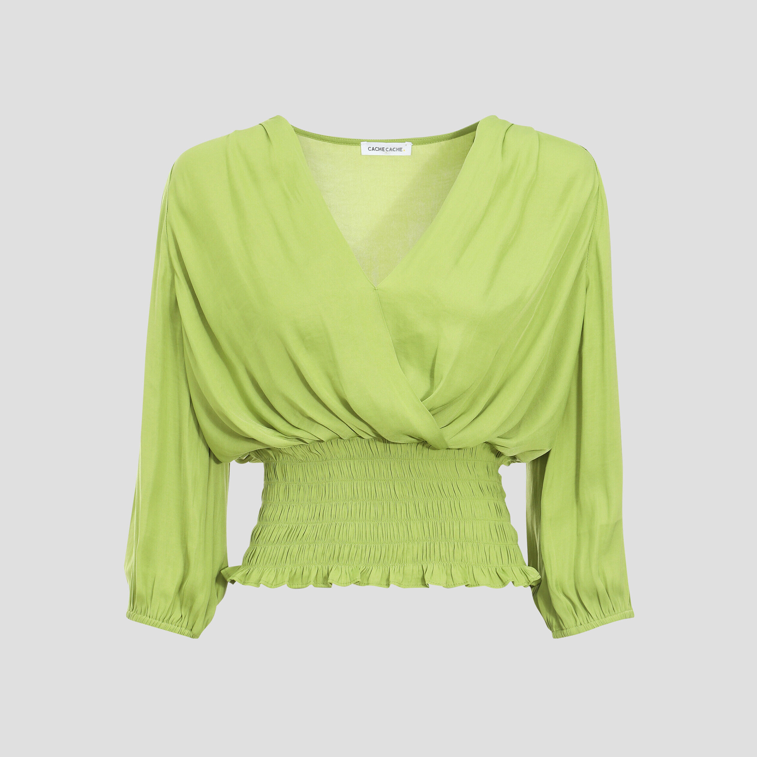 Blouse manches 3/4 vert anis femme | Cache Cache