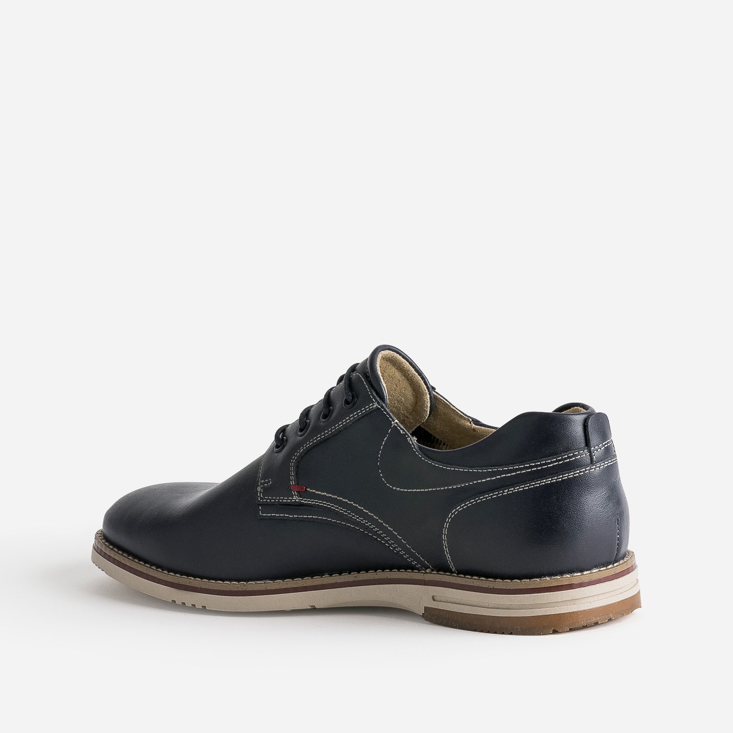 Derby confort marine éco-conçu en cuir