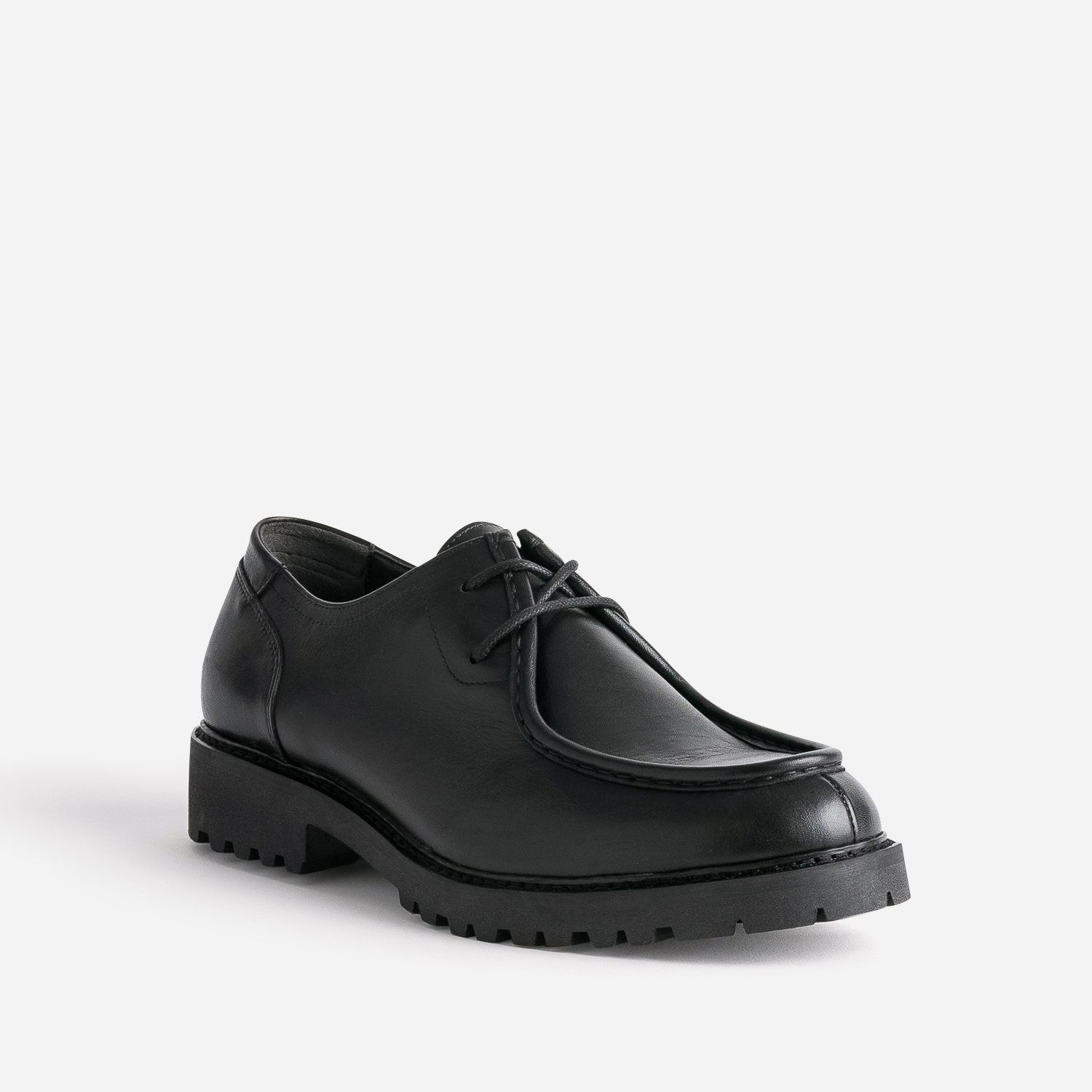 Derby noir en cuir à semelle crantée