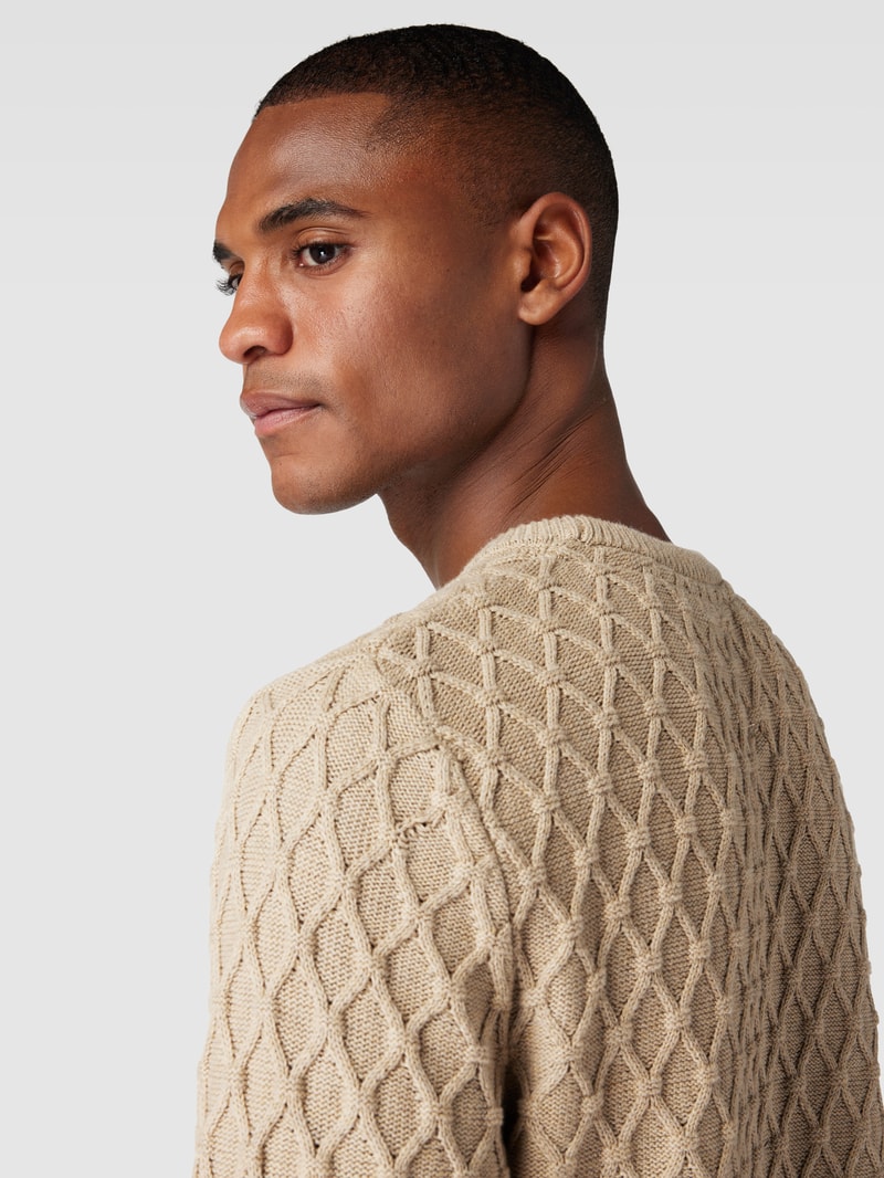 Strickpullover mit Strukturmuster in sand meliert