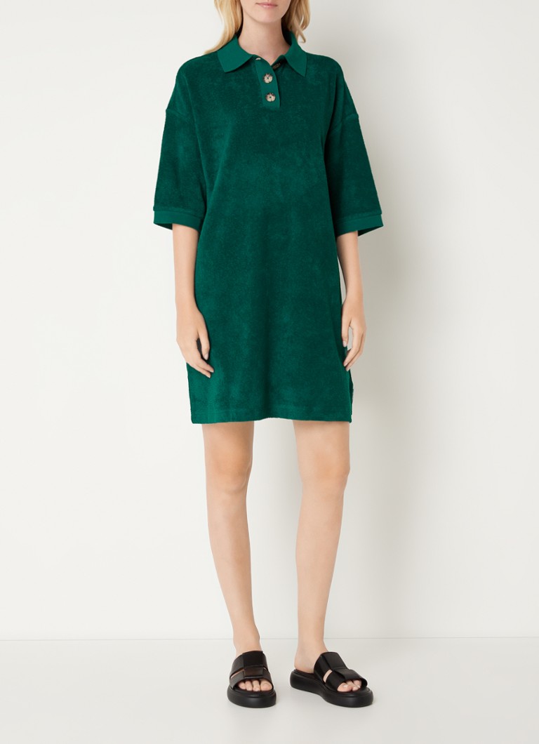 Rochie Marc O'Polo din denim, guler polo, mâneci 3/4