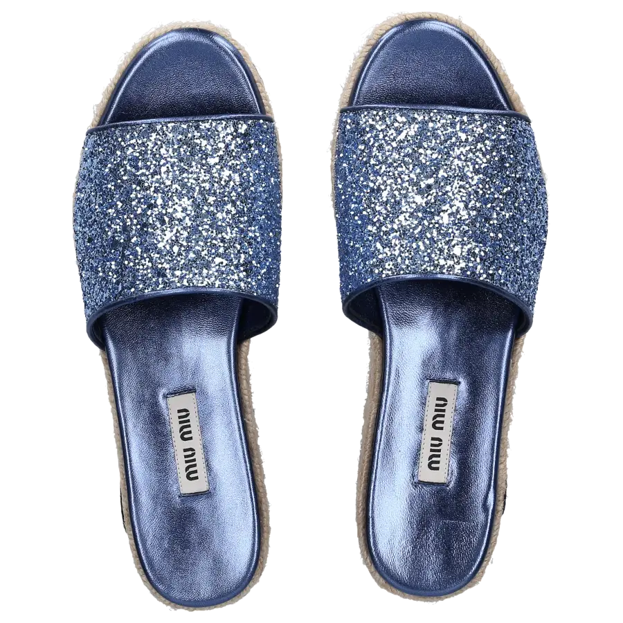 Miu Miu - Plateausandalen Glitter - blau