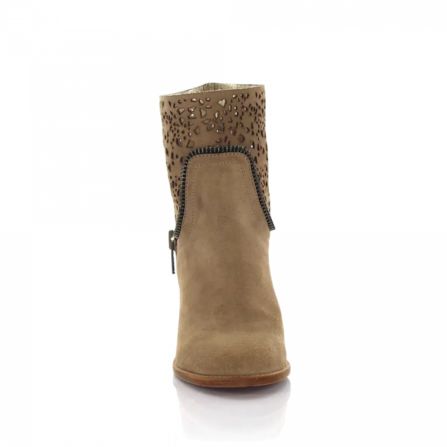 Rossano Bisconti - Stiefeletten Veloursleder Zierreißverschluss grau - grau