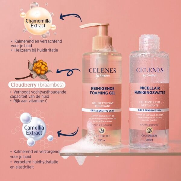 Celenes By Sweden tisztító habzó gél 250ml - Száraz és érzékeny bőrre