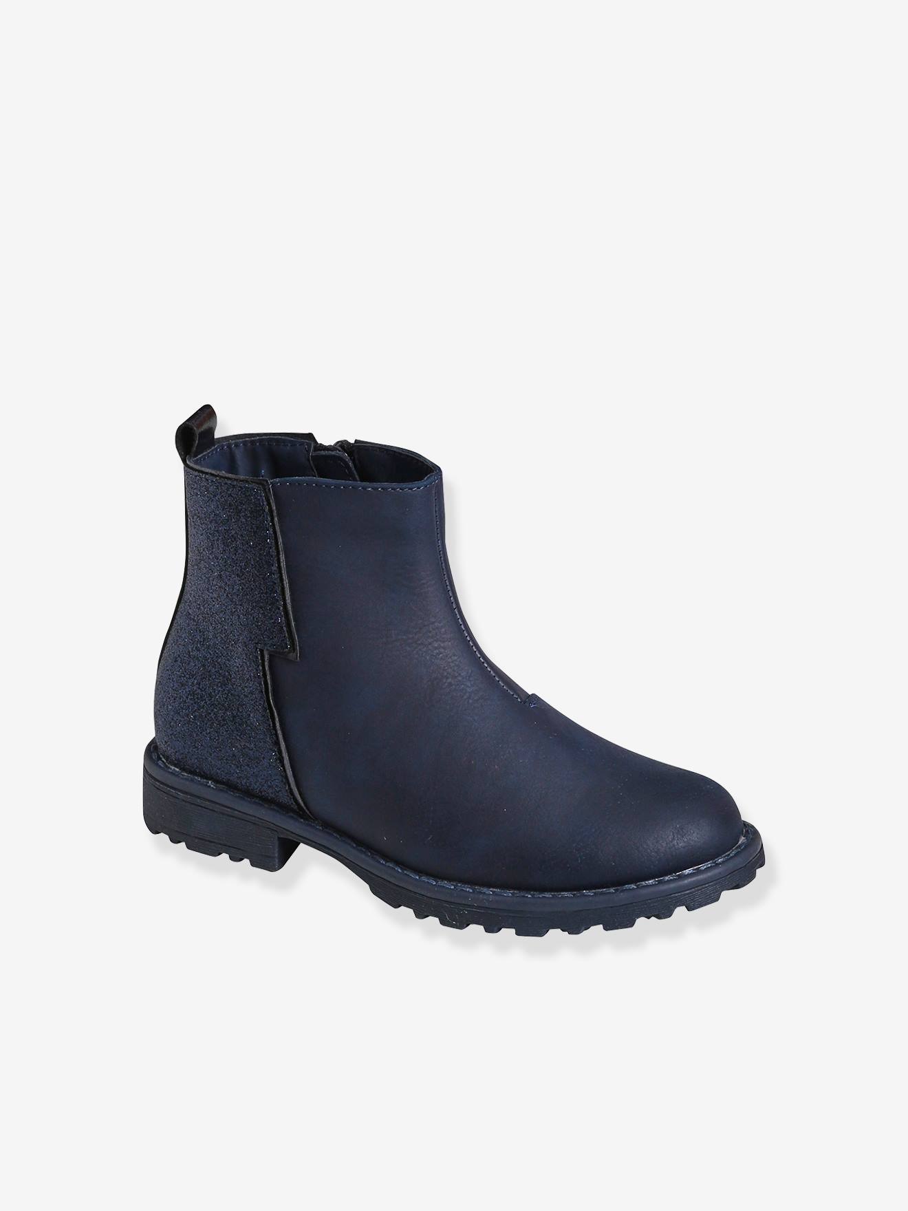 Boots fantaisie paillettes fille chocolat