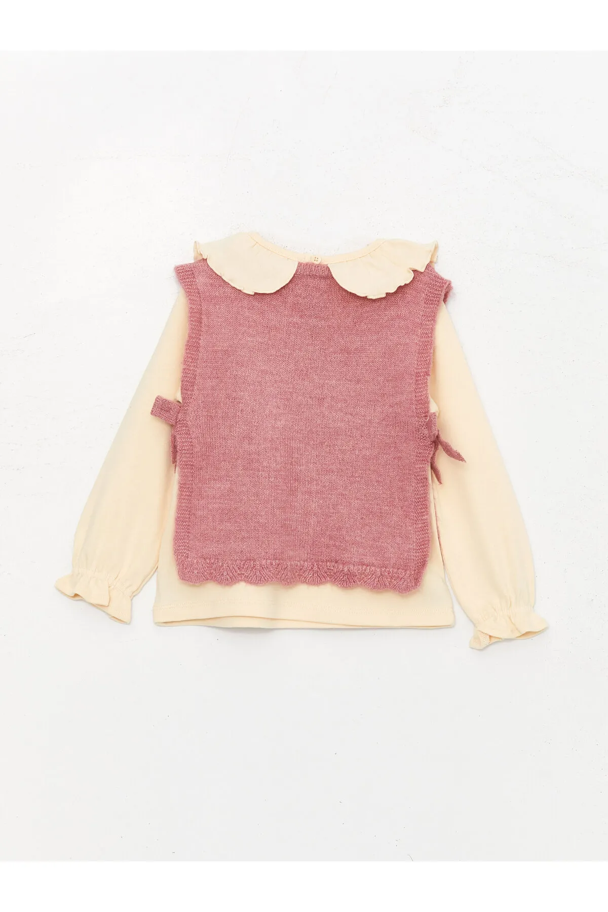 LC Waikiki  Selbstgemustertes 3-teiliges Set aus Pullover, Bluse und Hose für Babys mit Rundhalsausschnitt