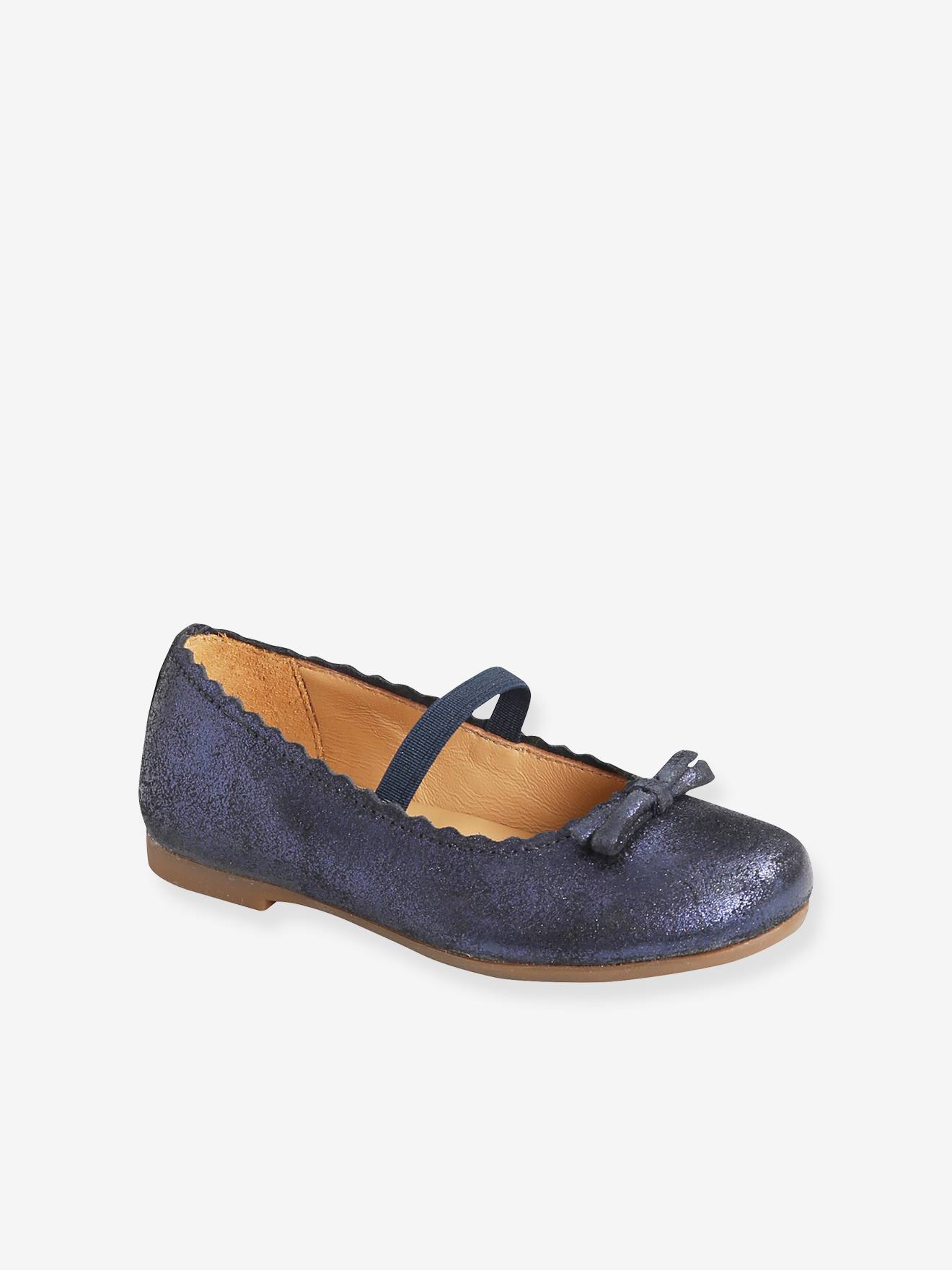 Ballerines cuir fille beige metallisé