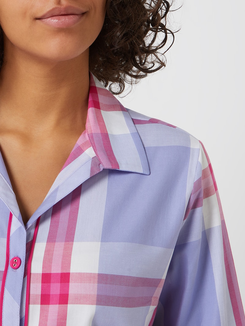 Pyjama-Oberteil mit Karomuster in offwhite