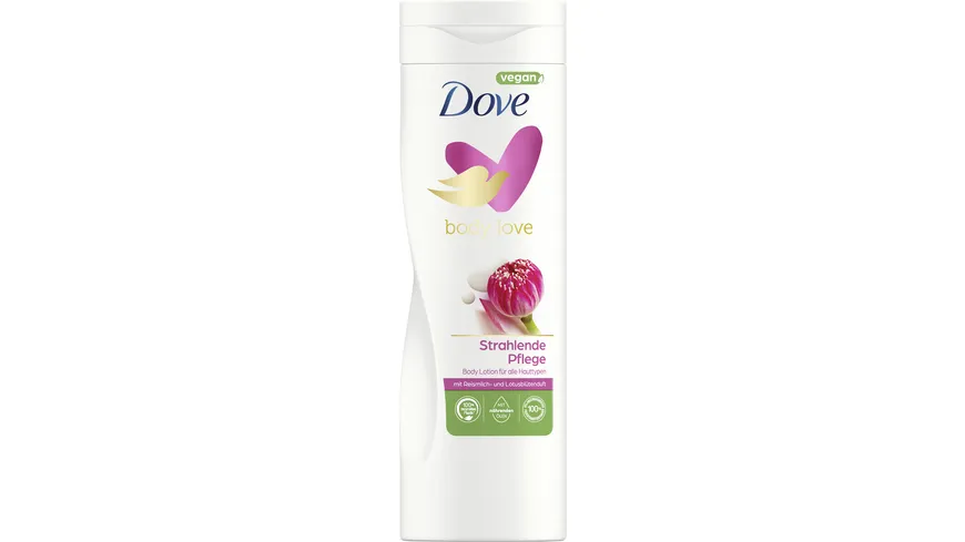 Dove Body Love Strahlende Pflege Body Lotion mit Reismilch- & Lotusblütenduft 400 ml