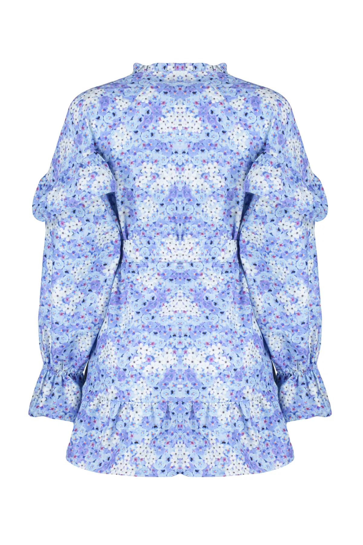 Trendyol Modest  Hellblaue gewebte Tunika mit Blumenmuster TCTSS24UK00025