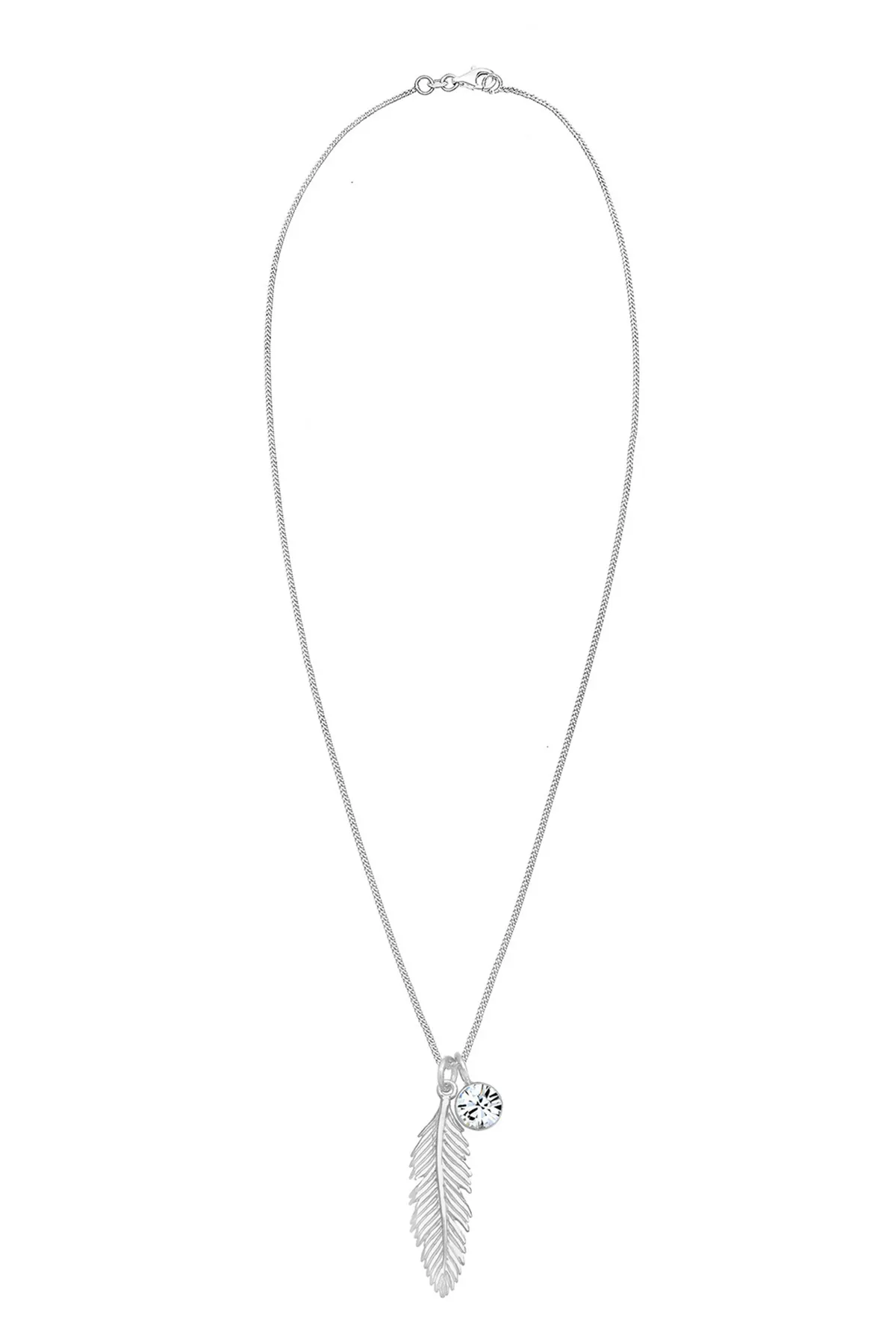 ELLI  Halskette Feder Boho Kristall 925 Sterling Silber