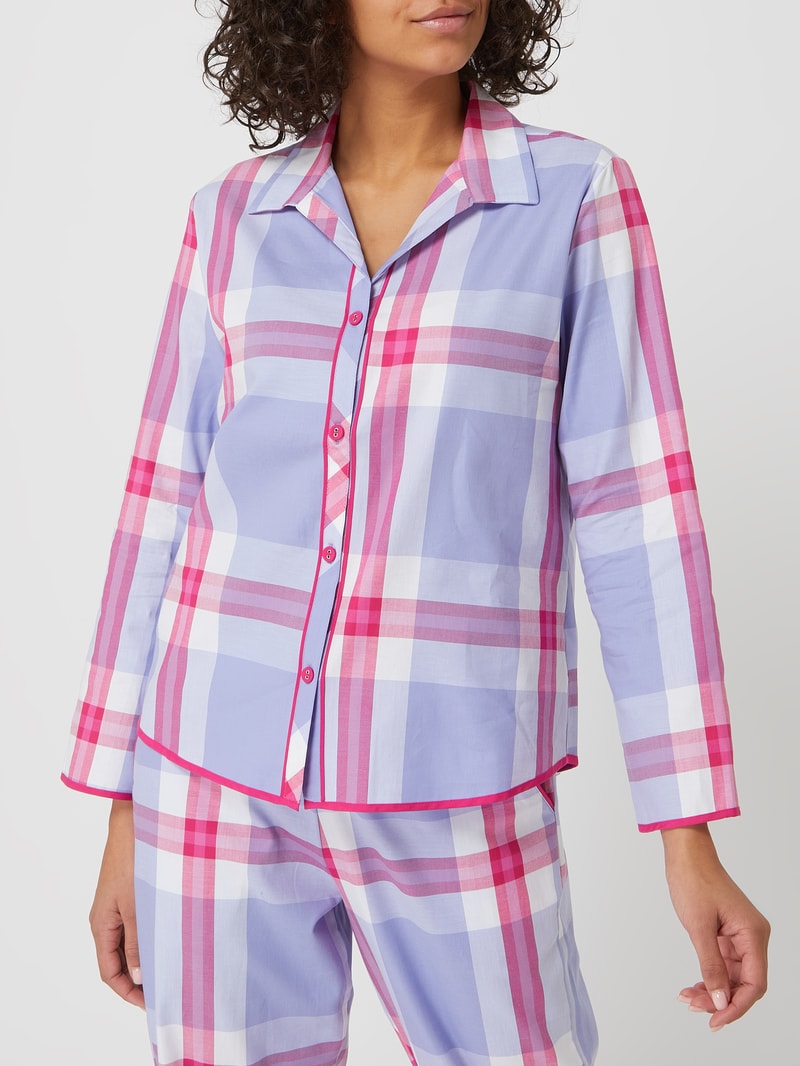 Pyjama-Oberteil mit Karomuster in offwhite