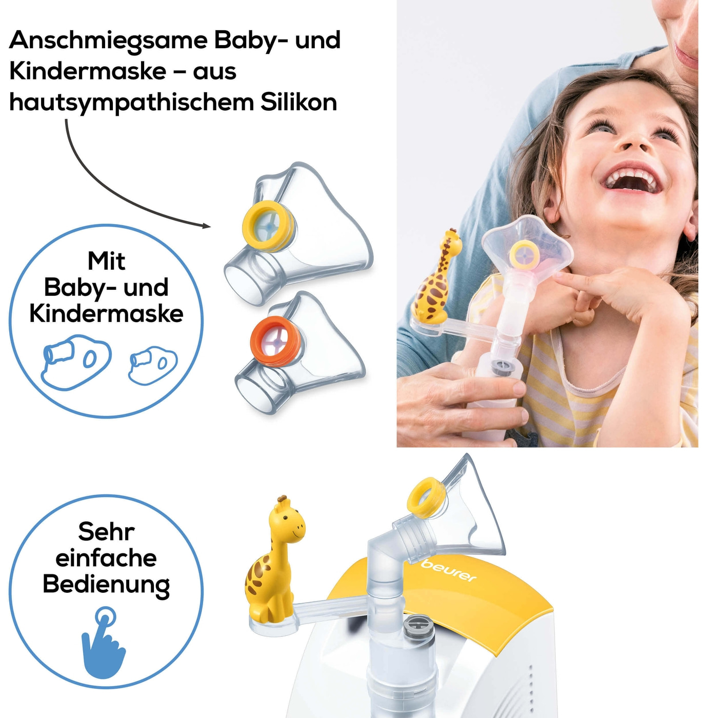 Beurer Inhalator IH 26 Kids-Kinder Inhalator mit Kompressor-Drucklufttechnologie inkl. Zubehör zum Spielen
