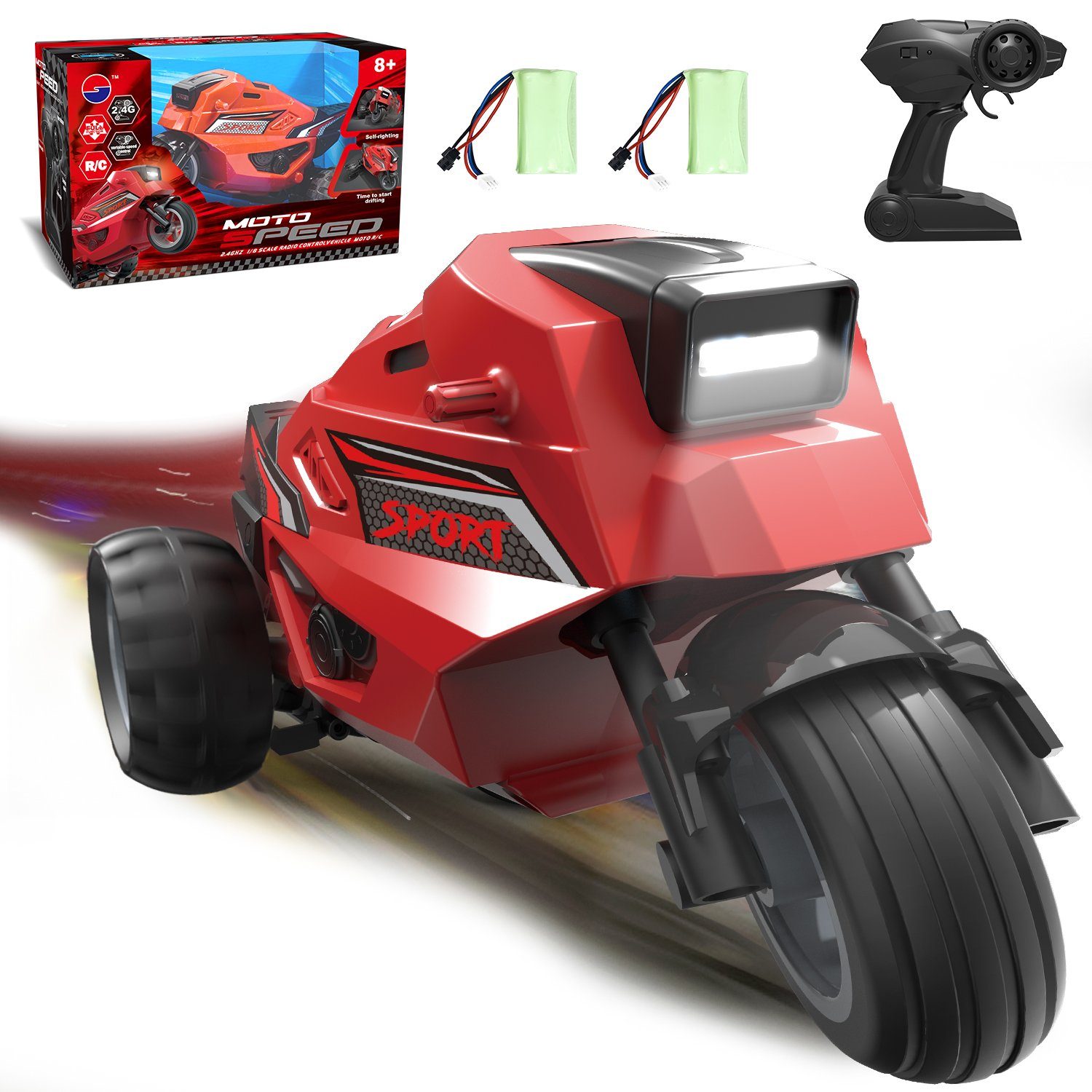 Esun RC-Auto Ferngesteuertes Auto ab 8 jahre,Drift RC Car mit LED-Licht, 2.4GHzAuto (Packung, Komplettset), Jungen Mädchen Geschenke, Outdoor Spielzeug ab 6 7 8 9 10+ jahre