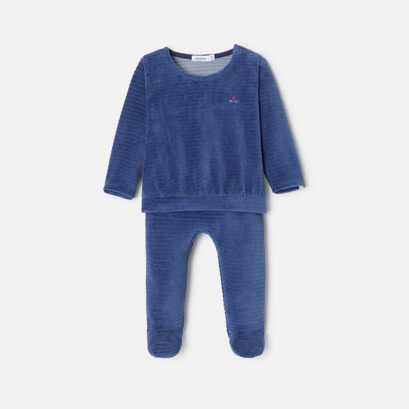 Pyjama en velours ottoman bleu mixte Absorba