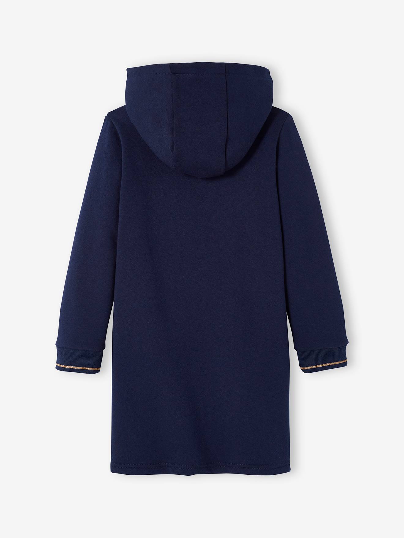 Robe à capuche en molleton fille détails fantaisie vert