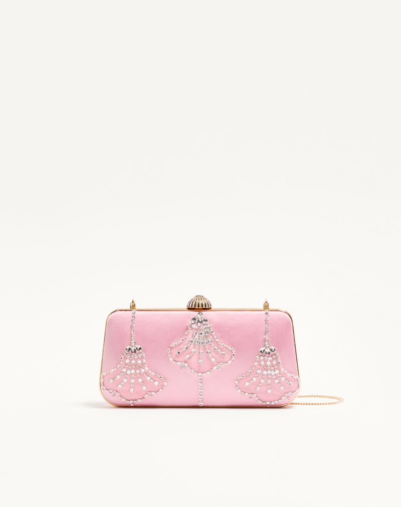 Valentino Garavani Carry Secrets Satin Minaudiere med Blomsterbroderi