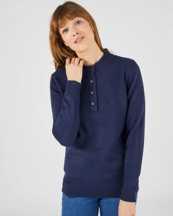 Pull col montant boutonné