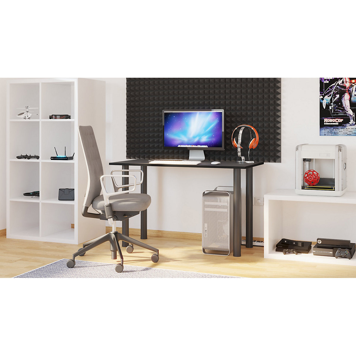 Gaming Schreibtisch mit Kabeldurchführung onesize