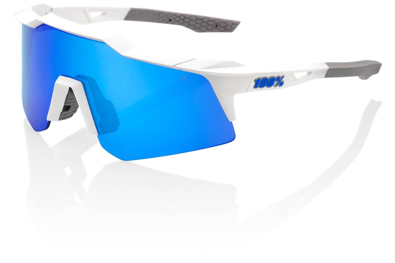 100 Percent Speedcraft XS Matte White / Blue Multilayer Mirror