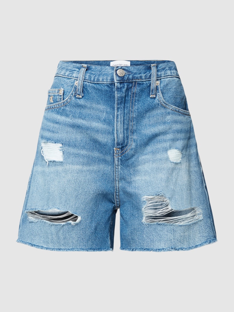 Mom Fit Jeansshorts mit Label-Stitching in jeans
