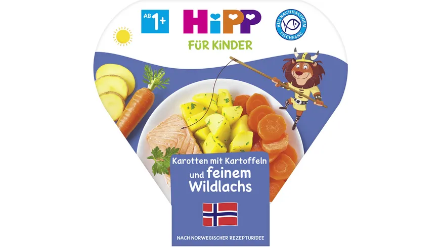 HiPP Bio für Kinder Teller - Karotten mit Kartoffeln und feinem Wildlachs 250 g