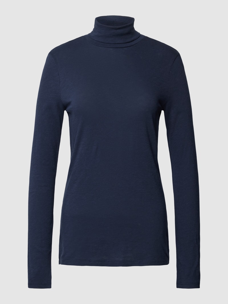 Longsleeve mit Rollkragen in marineblau