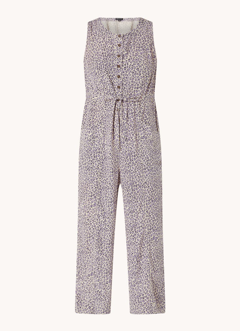 Whistles Jess straight fit cropped jumpsuit with leopard print and patch pockets