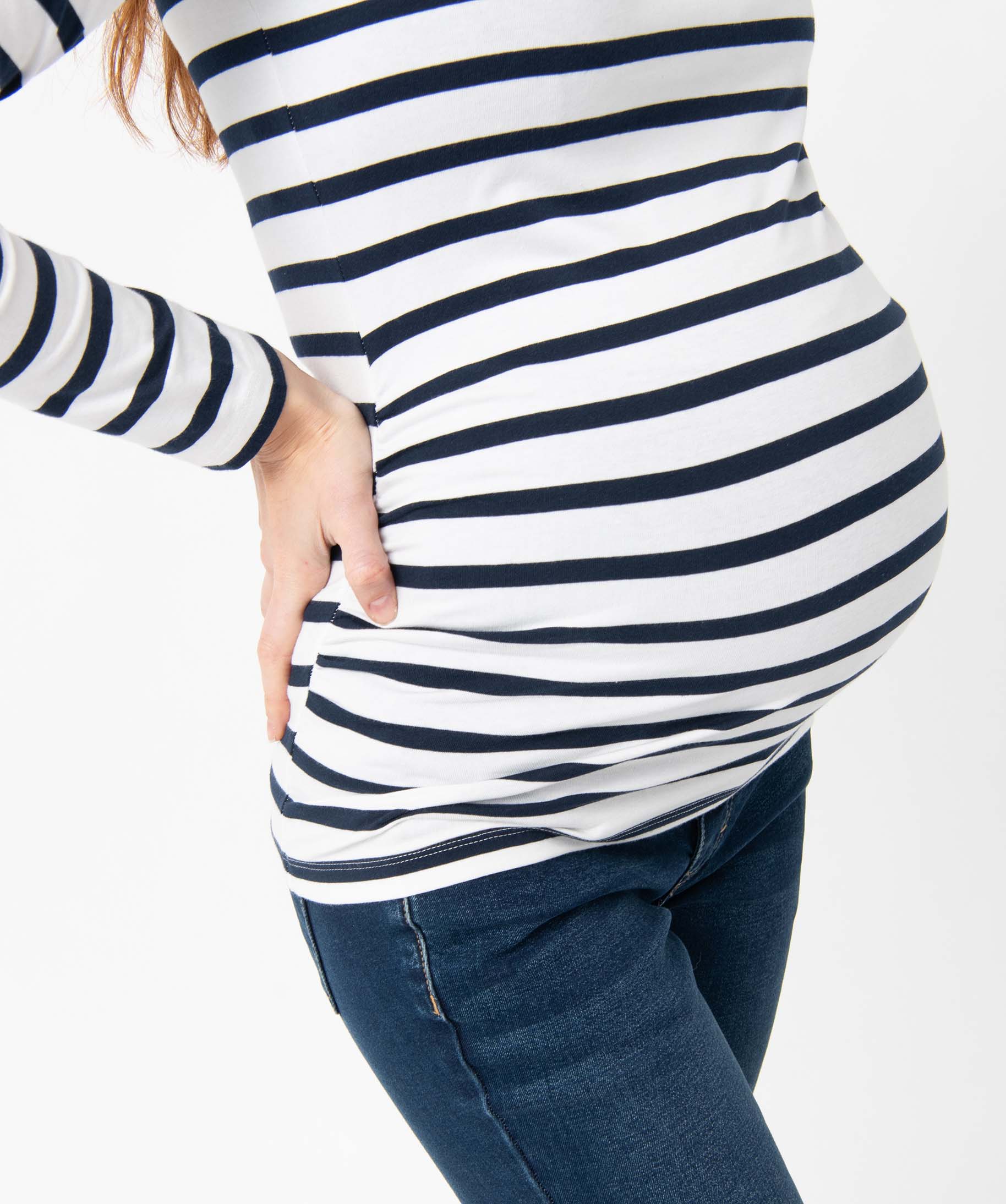 Tee-shirt de grossesse à rayures et manches longues raye | GEMO