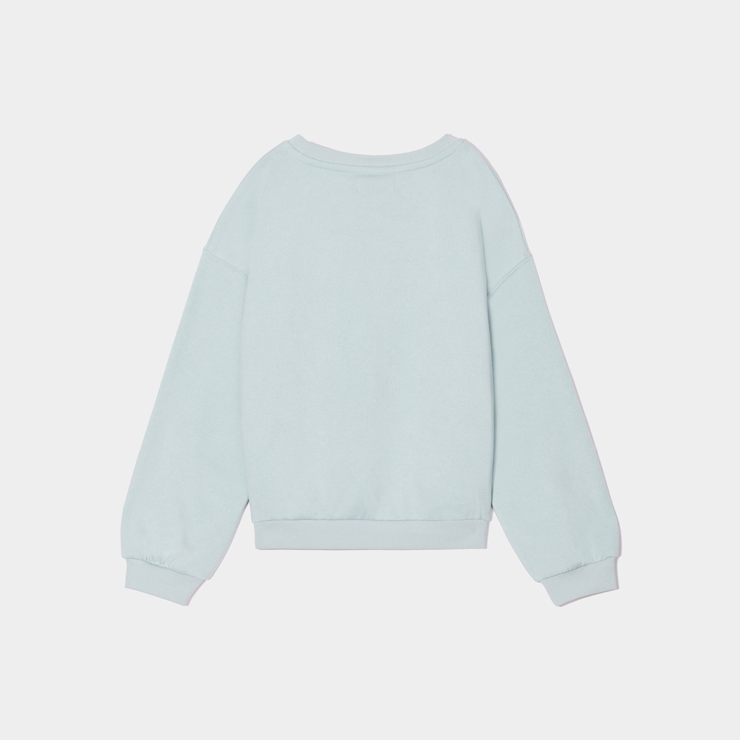Sweat col rond manches longues bleu gris fille | La Halle