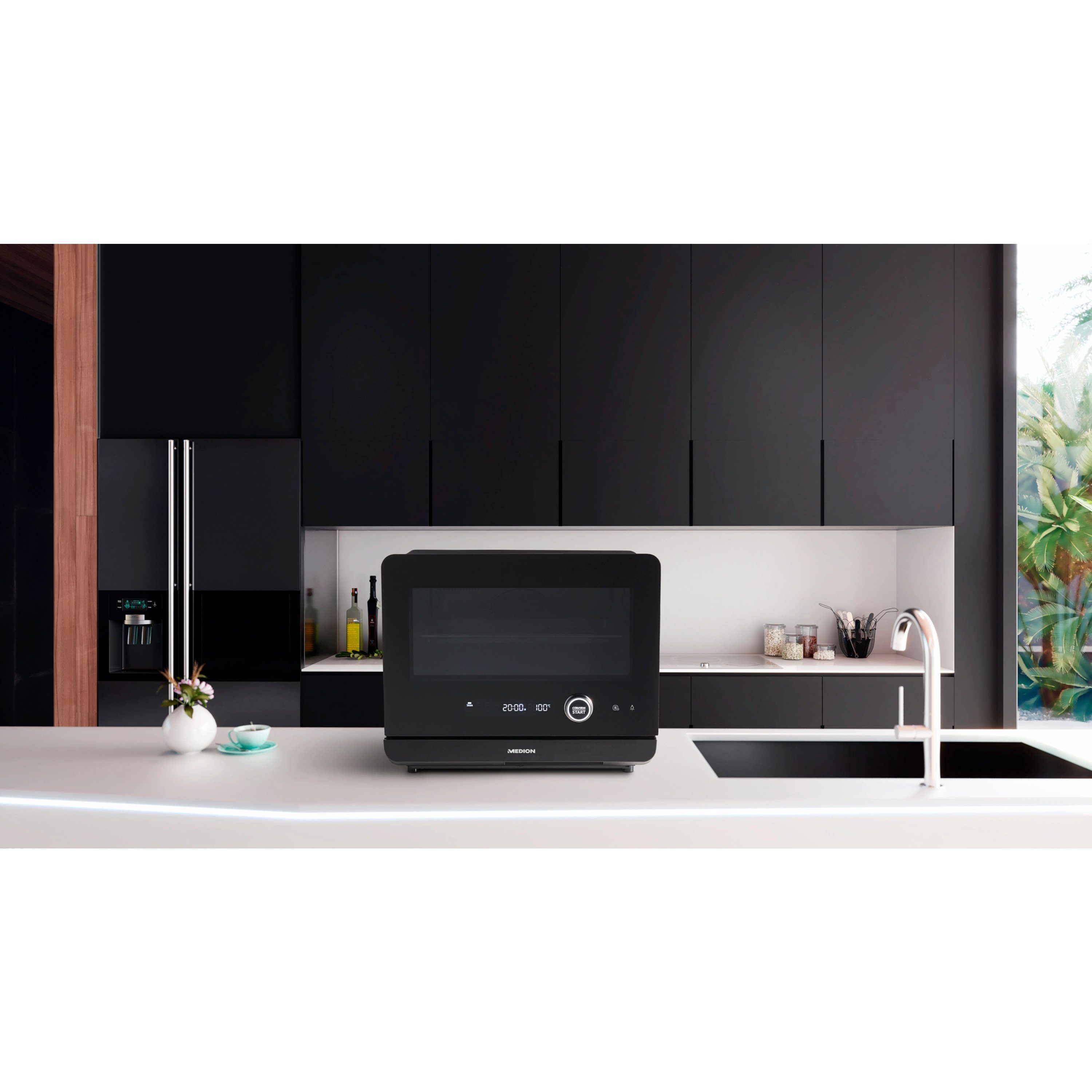 Medion® Mikrowelle Dampfgarofen Auftaufunktion LED-Display Automatikprogramme 20L, MD10450