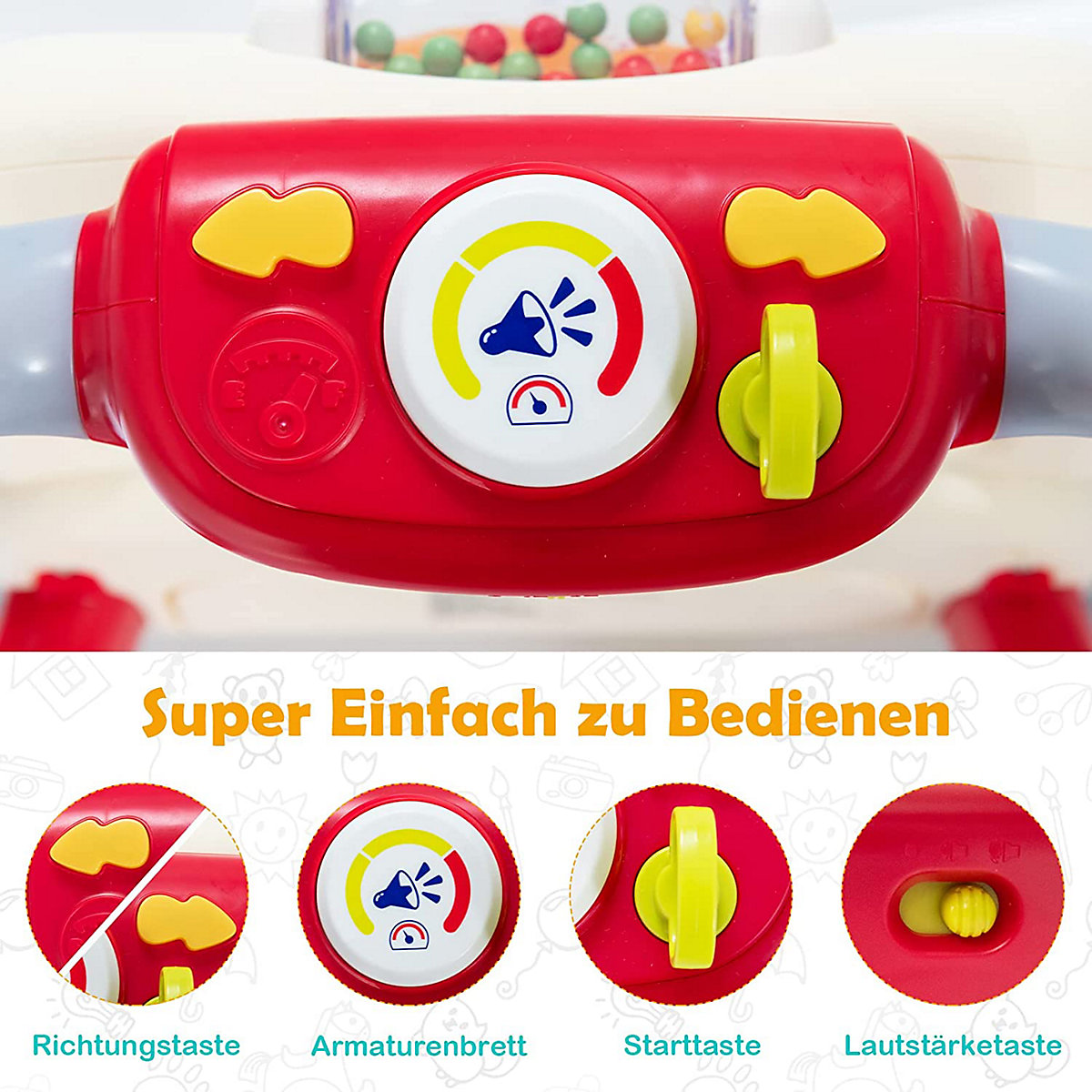 Lauflernwagen mit Musik & Licht & Spielbrett ab 9 Monaten