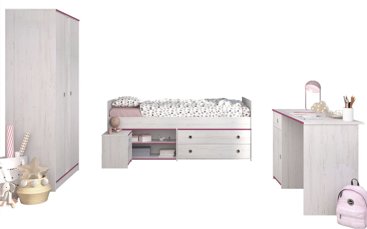 Parisot Kinderzimmer, 4-tlg., Smoozy 26 - Kanten drehbar - Pink oder Blau