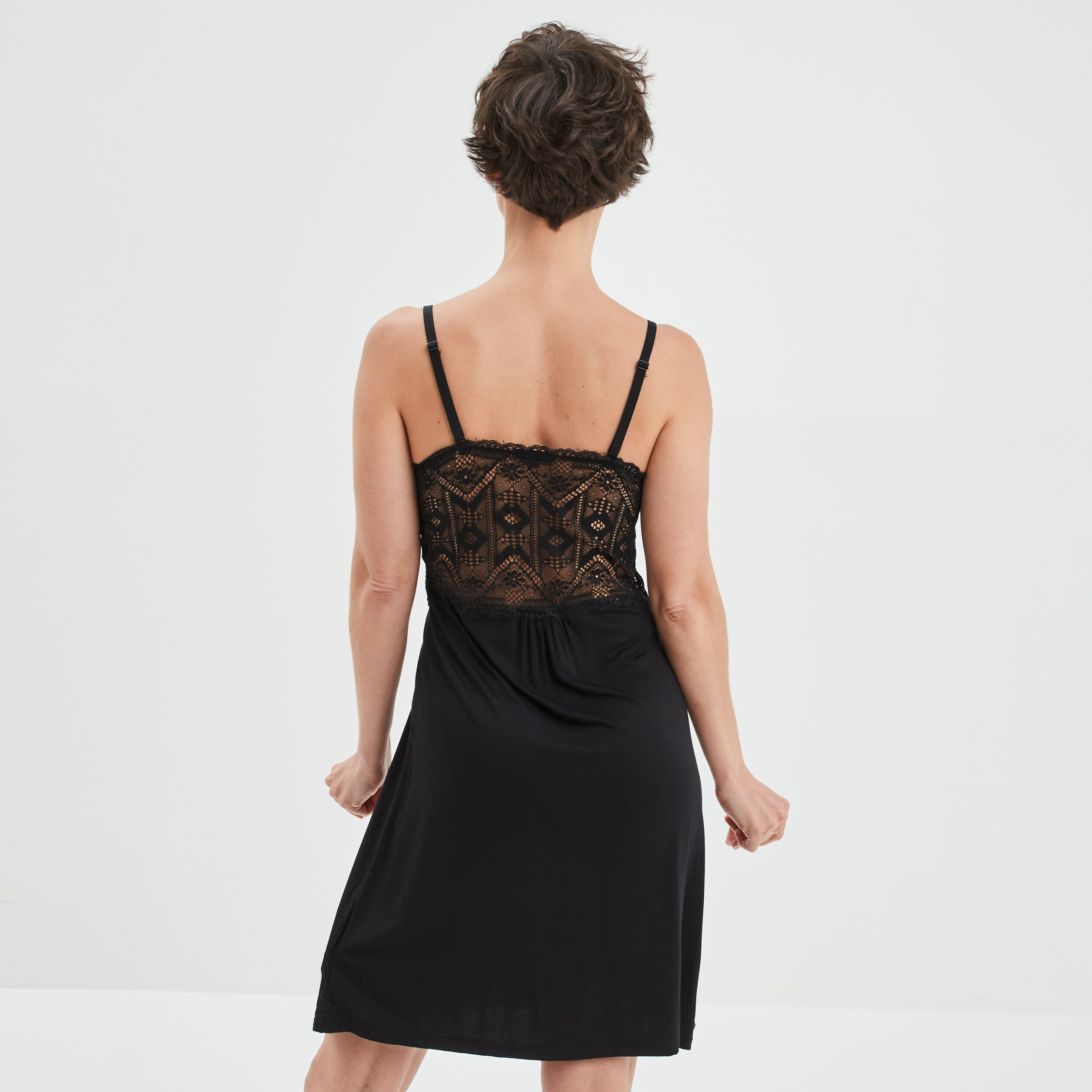 Combinette avec dentelle noir femme | La Halle