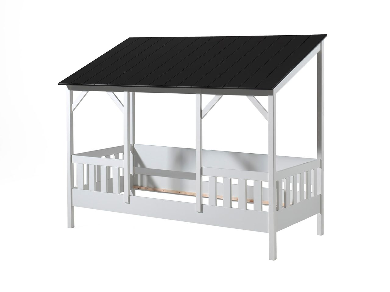 VIPACK Hausbett mit 90 x 200 cm Liegefläche, Dach in Schwarz