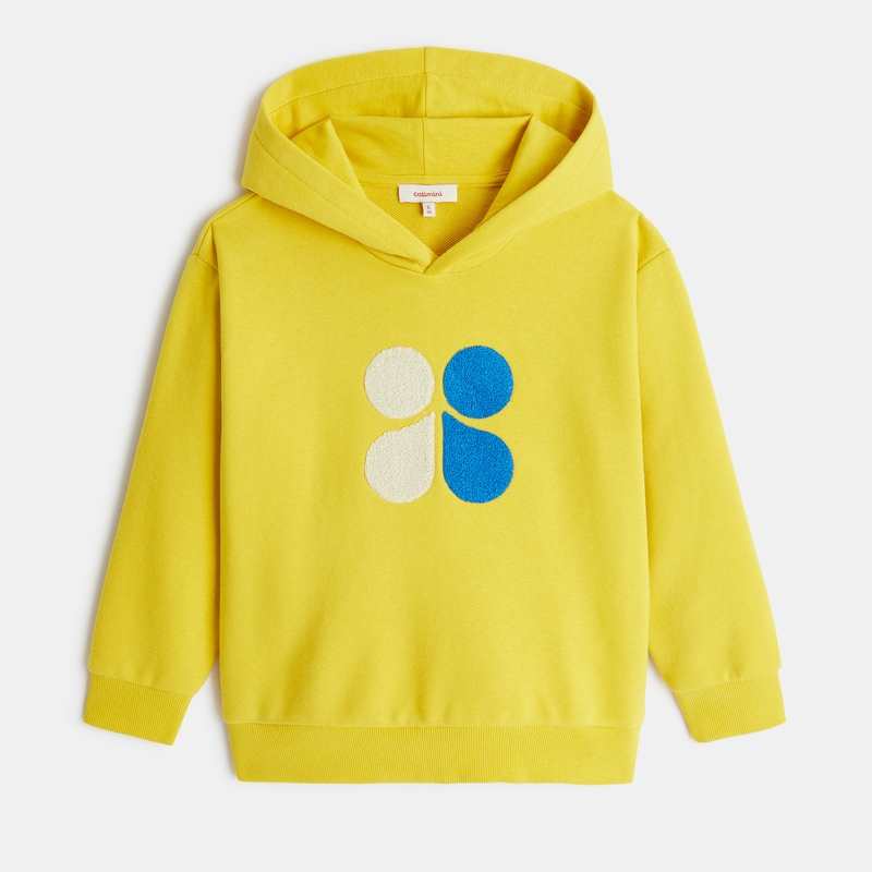 Sweat à capuche enfant jaune en coton recyclé mixte Catimini