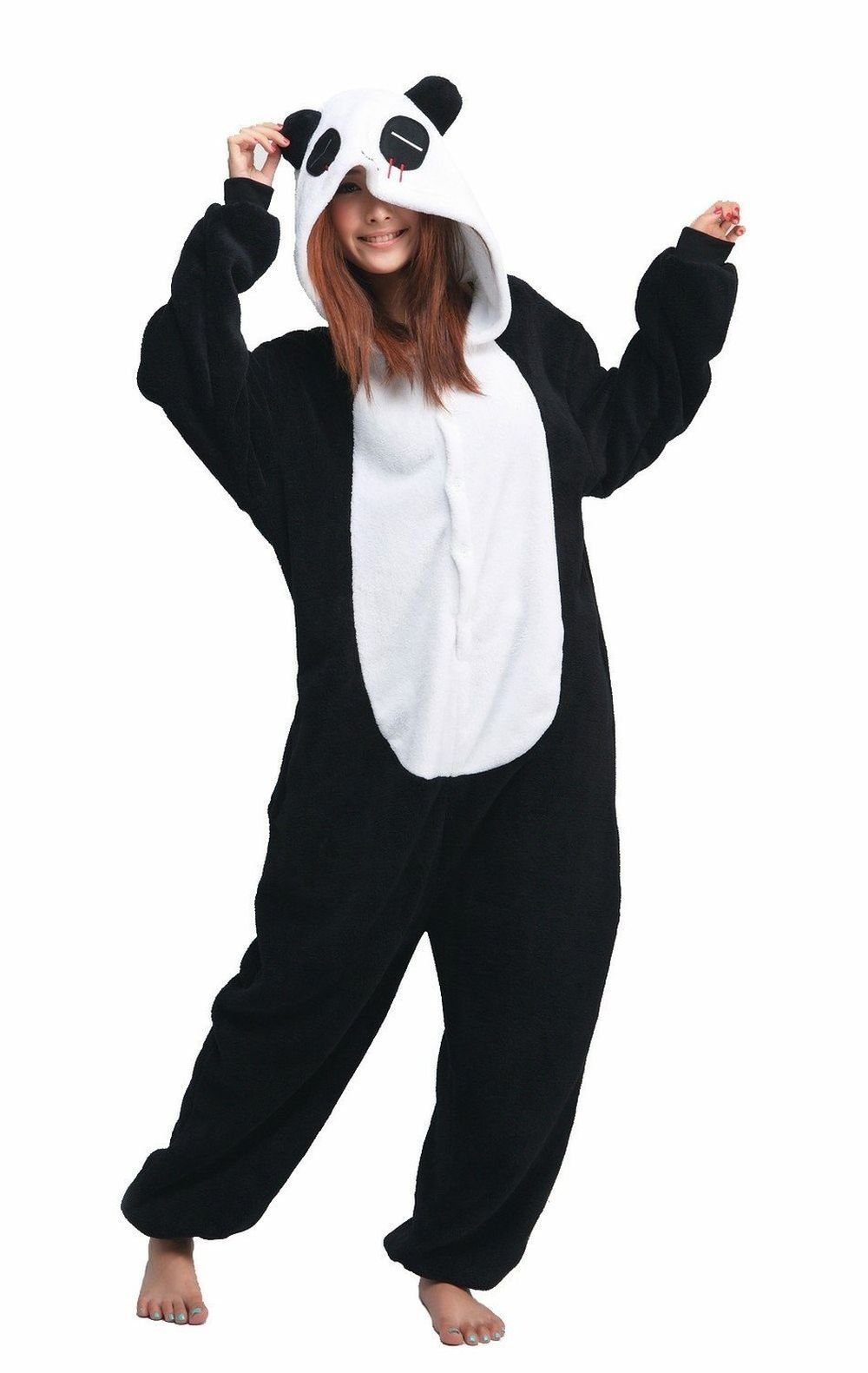 Katara Partyanzug Zoo Wilde Tiere Jumpsuit Onesie Kostüm Erwachsene S-XL, Fasching, Panda, Affe, Elefant, Faultier, Giraffe, Koala, Löwe, Zebra, Tiger uvm