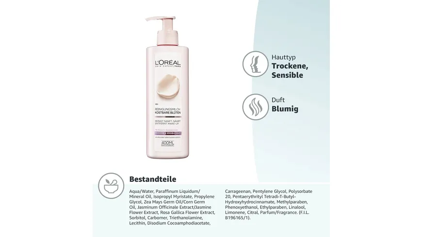 L'Oréal Paris Reinigungsmilch Kostbare Blüten für sehr trockene Haut 400 ml