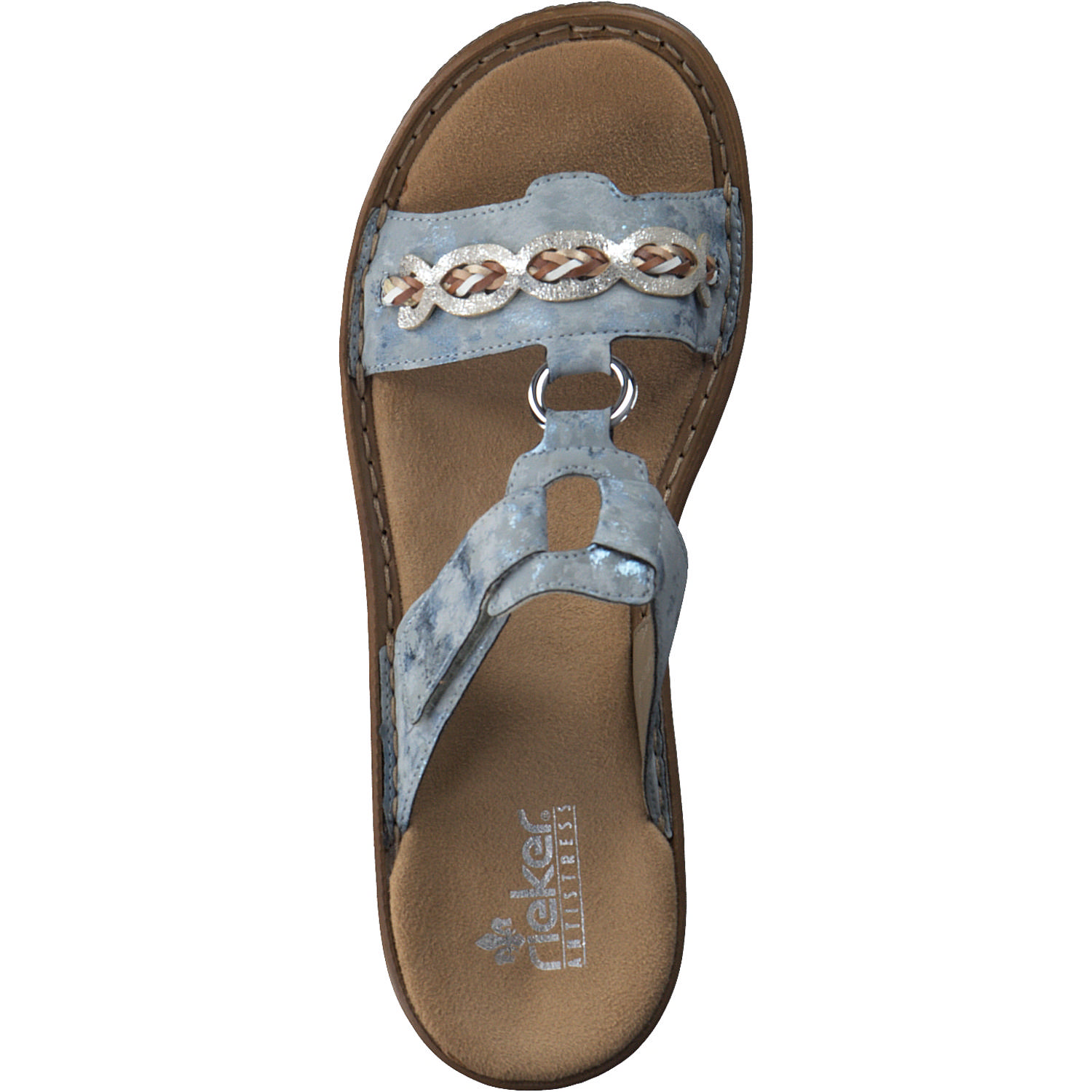 Rieker 628M8, Plateau-Pantoletten, Damen, heaven/fog-silver