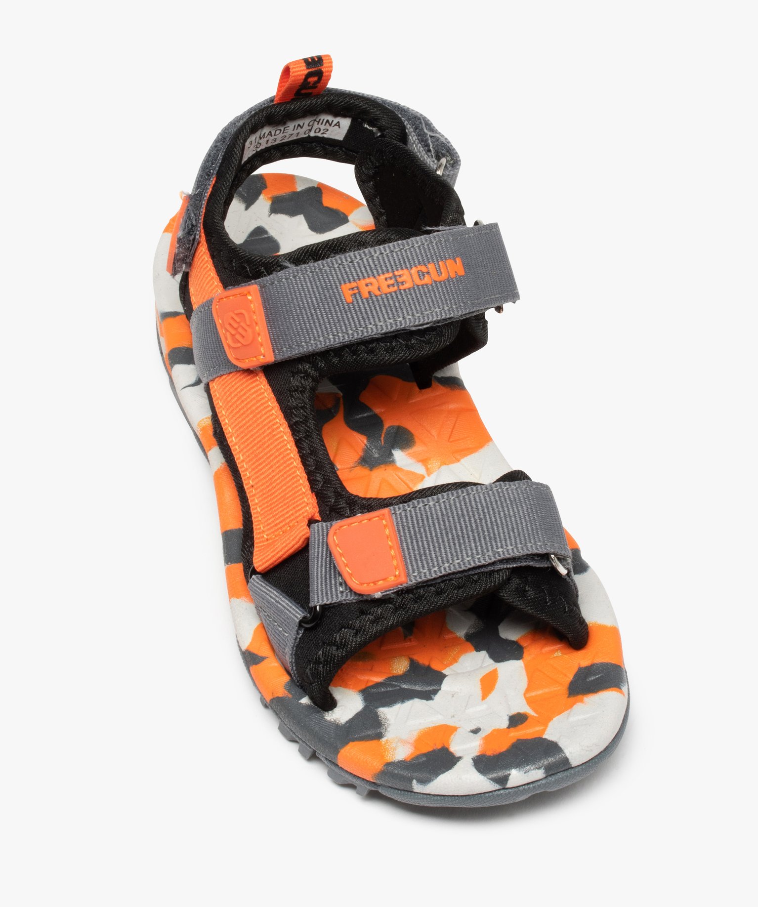 Sandales sport Garçon à scratch détails fluo - Freegun noir | GEMO