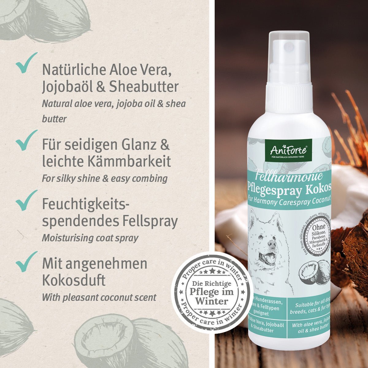 Aniforte Fellpflege Aniforte Pflegespray Kokos Fellharmonie 200 ml