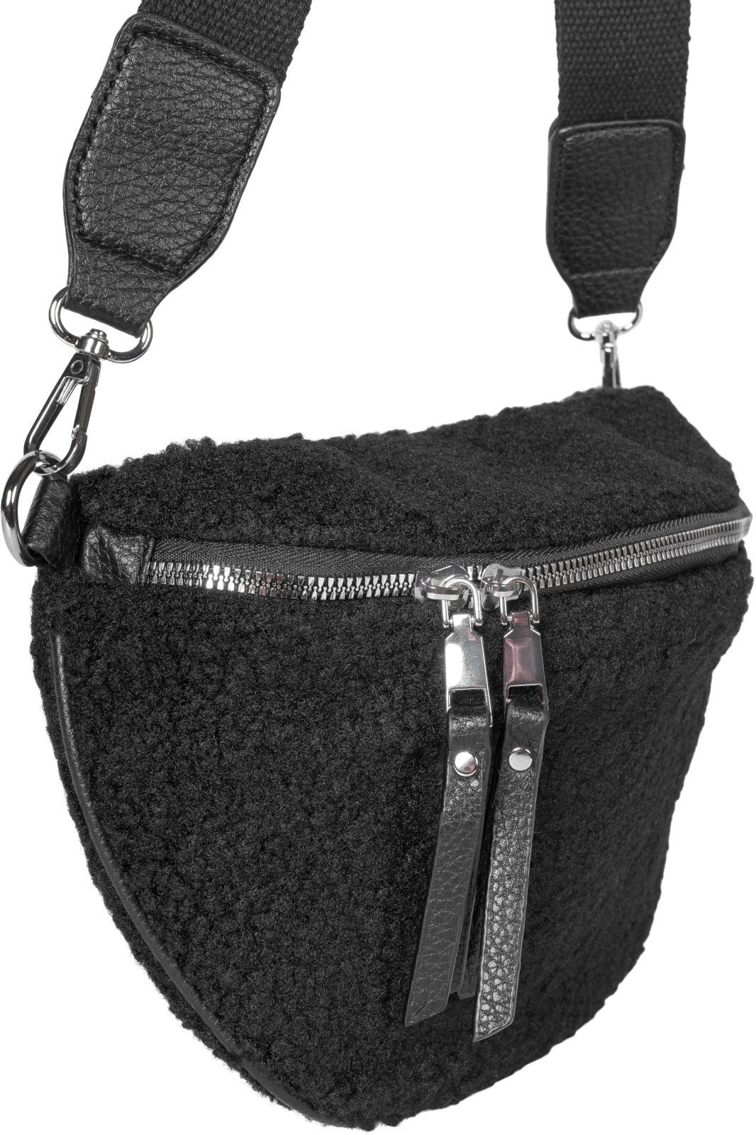styleBREAKER Umhängetasche (1-tlg), Teddyfell Halbmond Crossbody Bag