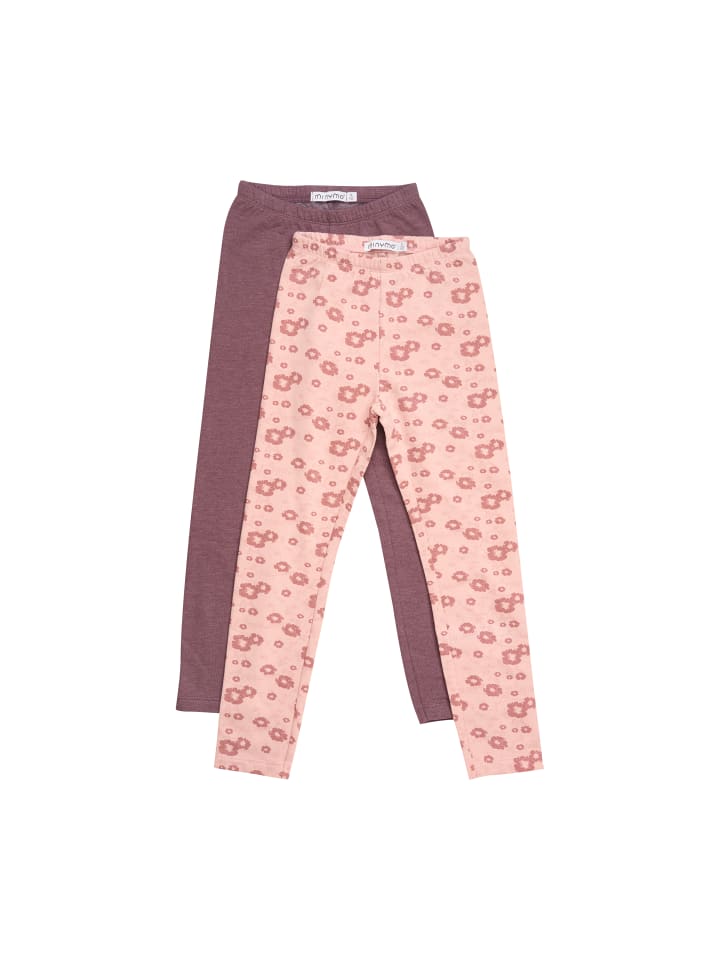 Minymo Leggings MISweat Leggings w.AOP (2-pack) - 5900  Gemusterte Leggings in Rosa günstig kaufen