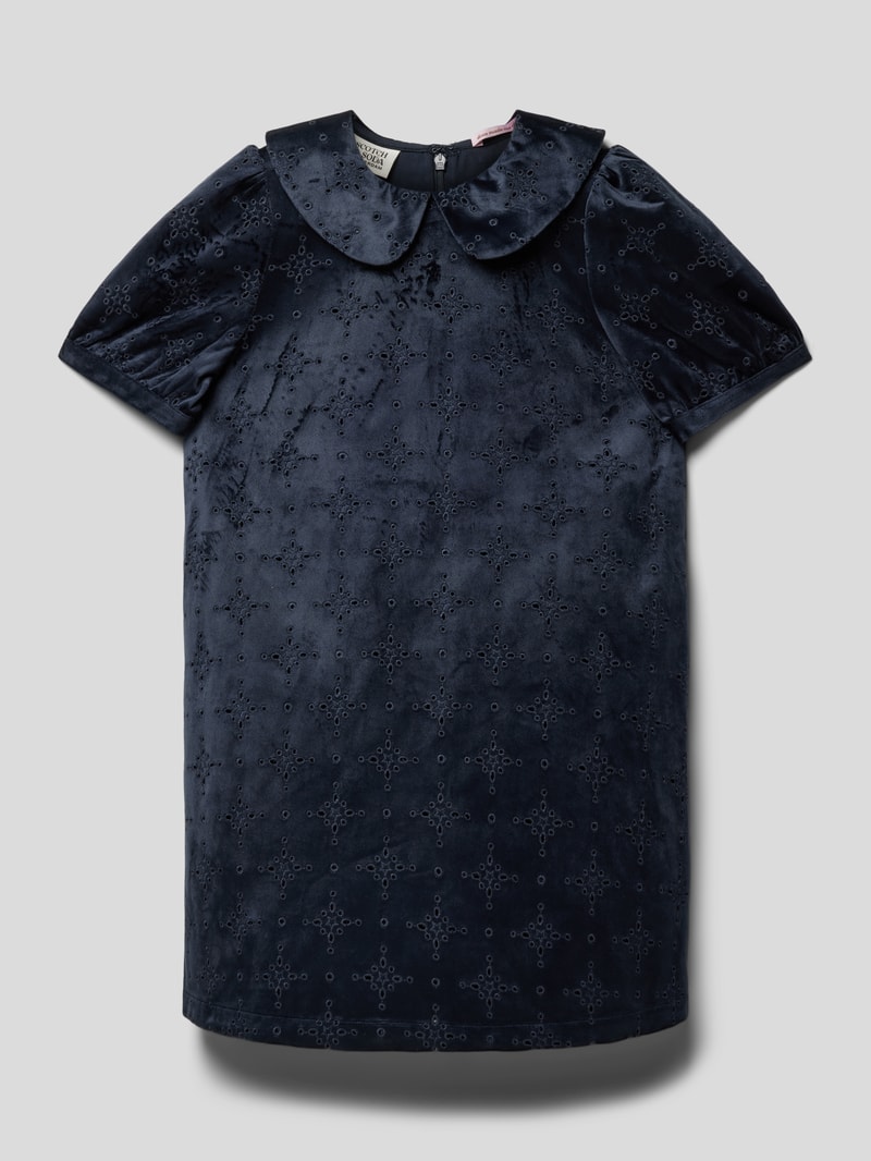 Knielanges Kleid mit Bubikragen in blau